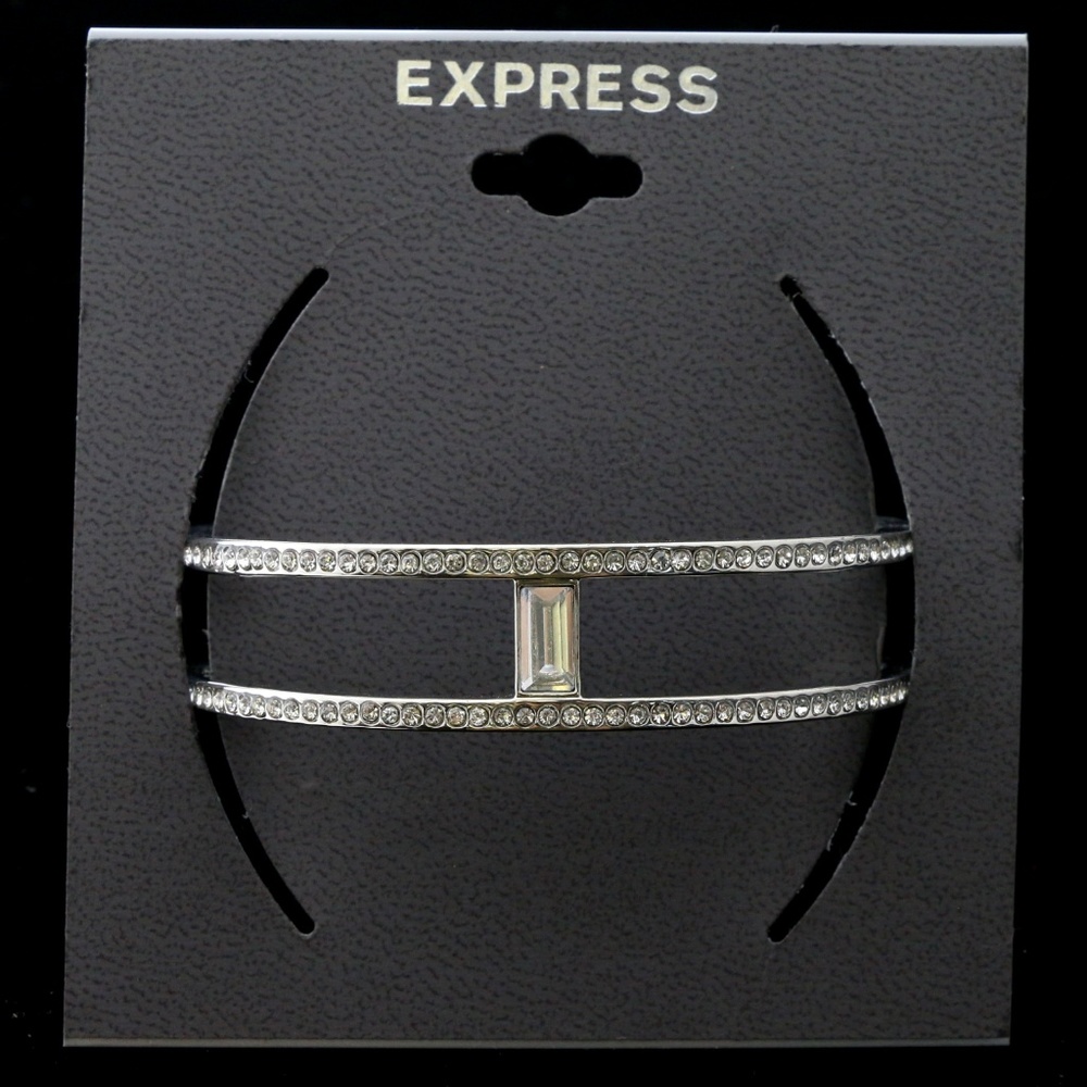 Express Cuff-Bracelet Silver-Tone/Clear NWT - Picture 3 of 5